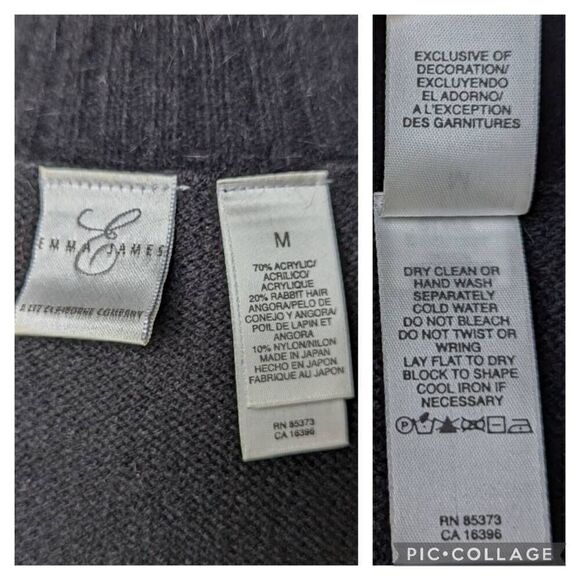 Emma James Black Vest Sweater Embellished High Neck Size M Rabbit Hair Geometric - Picture 8 of 8